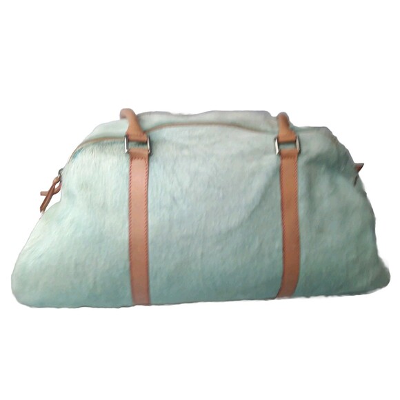 Vintage Dooney & Bourke Large Triangle Satchel Italian Leather Calf hair Bag - Picture 4 of 16